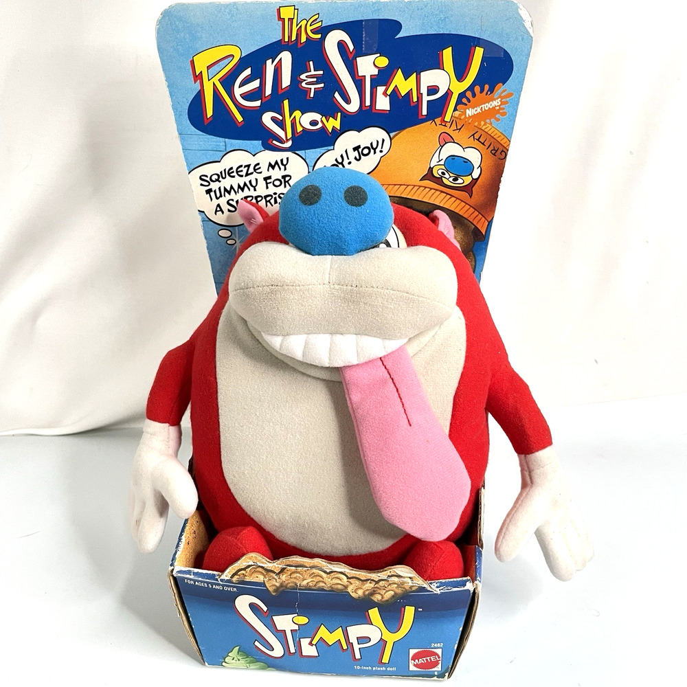 Vintage 1992 Mattel Ren & Stimpy Rude Toot STIMPY 10" Plush Farting Toy